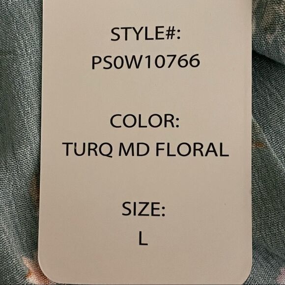 NWT Pink Rose Turquoise Floral On or Off Shoulder Croptop Blouse Size Large - Picture 9 of 12